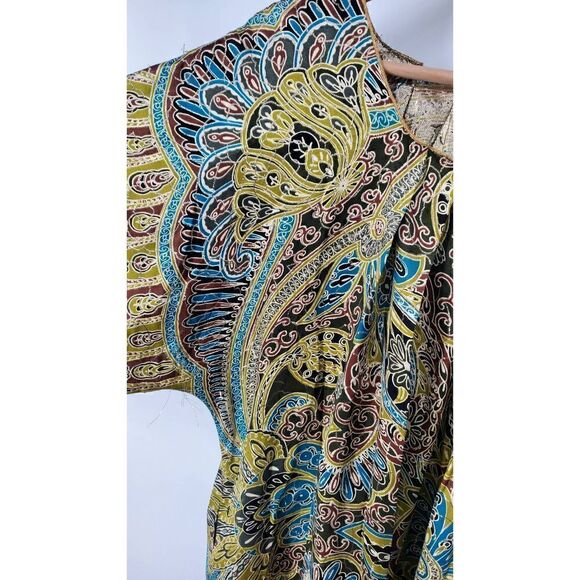 Anna Sui Vintage Silk & Metallic Dress Size Medium - Picture 3 of 6